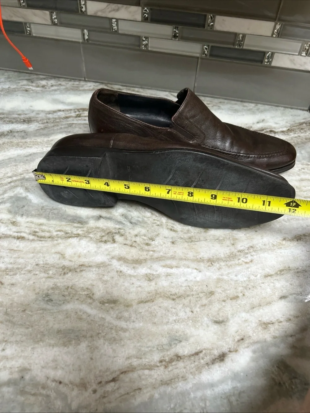 Men's Bruno Magli Brown Leather Slip On Loafers Size 11.5 Bon Slip Rubber Sole